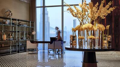 The design embraces a sleek 1960s aesthetic, with marble, ebony, brass and bronze accents. Courtesy Waldorf Astoria