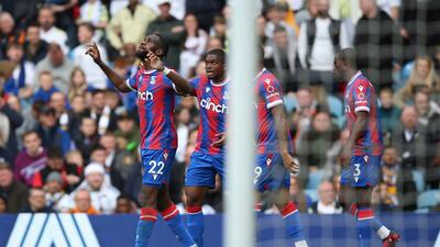 Crystal Palace's Odsonne Edouard celebrates after scoring their fourth goal. PA