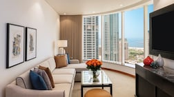 The view from the living room of a Deluxe Suite at Grosvenor House, a Luxury Collection Hotel, Dubai. Photo: Marriott International