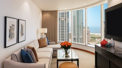 The view from the living room of a Deluxe Suite at Grosvenor House, a Luxury Collection Hotel, Dubai. Photo: Marriott International