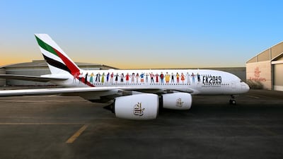 Emirates' Year of Tolerance’ A380 is ready for the historic flight. Courtesy Emirates