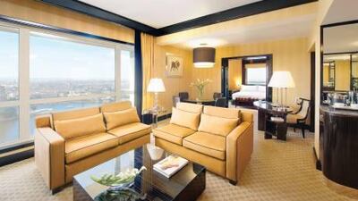 Sweeping views of Cairo from the Nile Suite at the Fairmont Nile City.