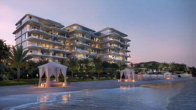 The exterior and beach at night. Photo: Omniyat