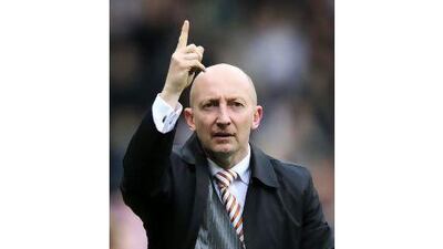 Blackpool's English manager Ian Holloway grestures after his team's English Premier League football match against Fulham at Craven Cottage in London on April 3, 2011. AFP