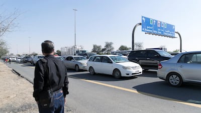 Traffic towards the Safari Park was backed up for kilometres on Wednesday. Reem Mohammed / The National