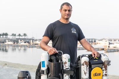 Deep sea diver Simon Nadim at his XR Hub Dive Centre in Fujairah. Mr Nadim has completed dozens of dives to the wreck. Antonie Robertson / The National