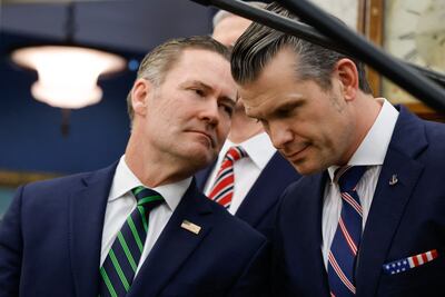 US National Security Adviser Mike Waltz with Defence Secretary Pete Hegseth. AFP