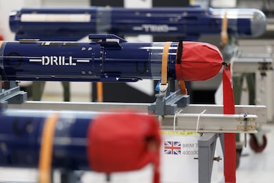 A training missile on an assembly line at the MBDA Storm Shadow in the UK. Getty Images