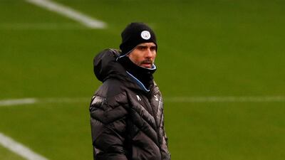 Manchester City manager Pep Guardiola during training. Reuters