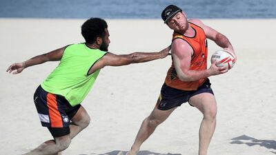 Shane Narara (left) and Luke Spiteri take part in an Arabian Knights training session.