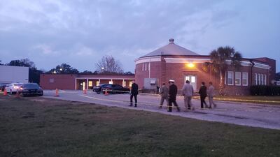 Saudi Arabia Defense Attache Major General Fawaz Al Fawaz and his Embassy staff and other officials arrive to meet with the Saudi students who remain restricted to the Naval Air Station (NAS) Pensacola base by their Saudi commanding officer, in Pensacola, Florida, U.S. REUTERS