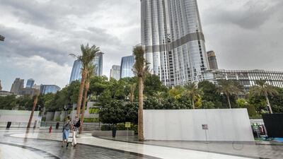 Temperatures continue to dip across the country with cloudy conditions near the Dubai Opera on Sheikh Mohammed bin Rashid Al Maktoum boulevard. Leslie Pableo / The National