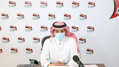 Saudi Arabia's finance minister Mohammed Al Jadaan chaired an online meeting of G20 finance ministers and central bank governors in Riyadh. Reuters.