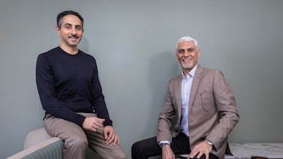Mohamad El-Hage, left, and Vijay Tirathrai, who chair Tiger 21's Dubai chapters. Antonie Robertson / The National