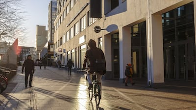 A cyclist in Helsinki, Finland. Finnish household debt has doubled in the past two decades against a backdrop of falling interest rates and the gradual obsolescence of cash as a form of payment. Bloomberg