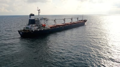 The Sierra Leone-flagged cargo ship 'Razoni', carrying Ukrainian grain, is seen in the Black Sea off Kilyos, near Istanbul, Turkey. Reuters