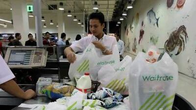 Supermarket chains such as Waitrose and LuLu are already using biodegradable bags. Pawan Singh / The National