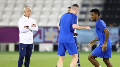 France coach Didier Deschamps and Kingsley Coman. Reuters