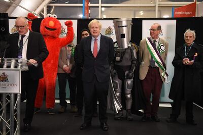 Britain's Prime Minister and Conservative leader Boris Johnson reacts as the results are read out for the race to be MP for Uxbridge and Ruislip South. AFP