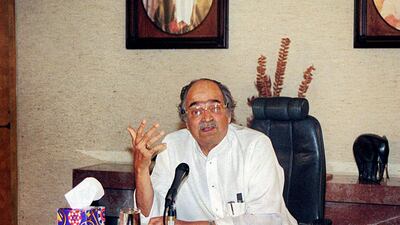 Saleh Kamel works in his Riyadh office, in September 2002. AFP