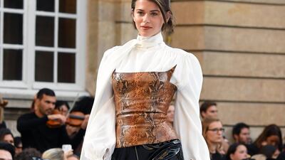 Georgia Fowler walks the runway during the L'Oreal Paris show as part of Paris Fashion Week on September 28, 2019. Getty Images