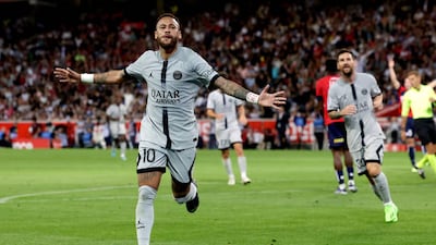 Neymar of Paris Saint Germain celebrates. Getty Images