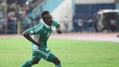 Victor Obinna, after scoring against Ethiopia on Saturday. Sunday Alamba / AP