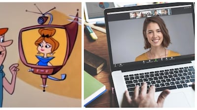 Video calls: Rather than make calls on traditional phones, the Jetsons communicated with friends and family via video calls on a special screen in the house. It's an idea director Stanley Kubrick would use six years later in the Oscar-winning ‘2001: A Space Odyssey’. Courtesy Zoom, Hanna-Barbera Productions