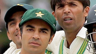 Salman Butt and Mohammad Asif shown during a Pakistan Test against England August 2010. Clive Rose / Getty Images