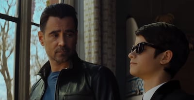 Colin Farrell and Ferdia Shaw in Artemis Fowl, based on Eoin Colfer's novel, which is now unavailable to the public. Photo: Disney+