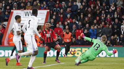 Sunderland's Jordan Pickford saves a shot from Bournemouth's Junior Stanislas. Matthew Childs / Reuters