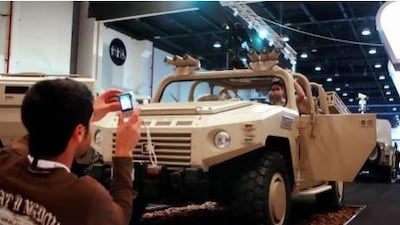 A Bin Jabr Group, Nimr open top vehicle on display during Idex 2009 in Abu Dhabi. Philip Cheung / The National