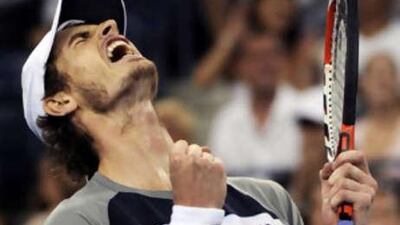 Andy Murray shows his delight after defeating Juan Martin del Potro.