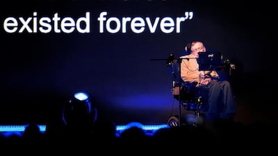 British theoretical physicist professor Stephen Hawking gives a lecture during the Starmus Festival on the Spanish Canary island of Tenerife on September 23, 2014. Desiree Martin / AFP
