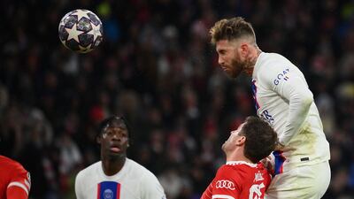 Sergio Ramos 8: Veteran defender produced vital covering tackle to prevent low cross reaching Choupo-Moting in first half. Two headers in second half - one well and one just wide of target. Ex Real Madrid man was PSG’s best player on night. AFP