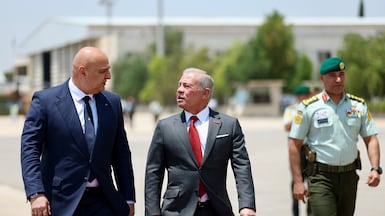 Lebanese President Joseph Aoun, left, and Jordan's King Abdullah II are expected for talks in the French capital on replacing UN peace-keeping forces in Lebanon. AFP