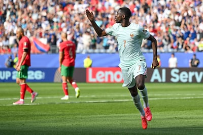 Ousmane Dembele celebrates scoring France's second goal. AFP