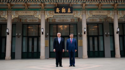 US President Donald Trump and Chinese President Xi Jinping meet at Zhongnanhai, the headquarters of the ruling Communist Party, in Beijing. Getty Images
