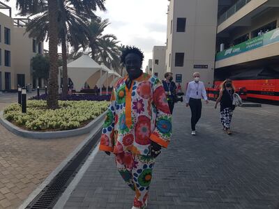 Moko from Senegal is known for attending every F1 race since 1979. Photo: Saeed Saeed / The National
