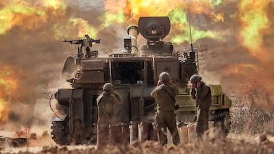 An Israeli army self-propelled howitzer near the border with Gaza in southern Israel. AFP