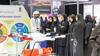 Higher College of Technology stand at the Think Science fair. Antonie Robertson / The National