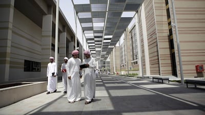 Students at the UAE University’s male campus in Al Ain. UAEU and American University of Sharjah have ranked in a top 20 list of most international universitities. Sammy Dallal / The National