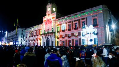 People ring in the new year in Madrid. Reuters
