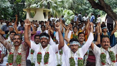 Blackouts hit emergency services and industry in parts of India’s Andhra Pradesh state on the third day of a strike by public workers protesting against a government decision to split the southern state in two. Mahesh Kumar / AP