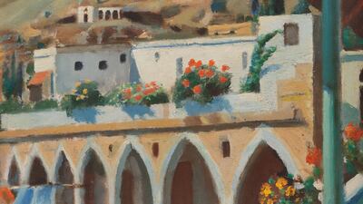 Maisons a Aitanit by Mahmoud Said (1951) will be auctioned for the very first time at Sotheby's A Love Letter to Beirut sale. Photo: Sotheby's