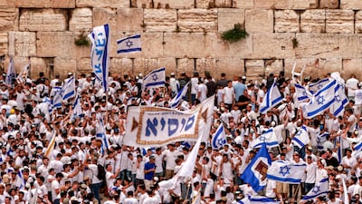 People gather at the Western Wall Plaza in the old city of Jerusalem to mark Jerusalem Day. AFP