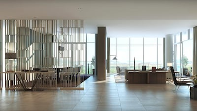 Above, a living and dining room inside one of the homes at the Four Seasons Hotel and Private Residences project. Courtesy Four Seasons Hotels and Resorts