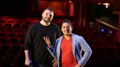 Ray Addison, left, and Salman Qureshi, founders of Dubai Laughing. Pawan Singh / The National