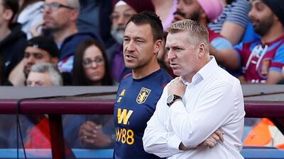 Aston Villa manager Dean Smith, right, with his assistant John Terry. Reuters