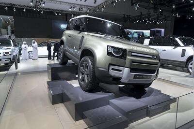 The new Land Rover Defender at the Dubai Motor Show opening day. Photo: Antonie Robertson / The National